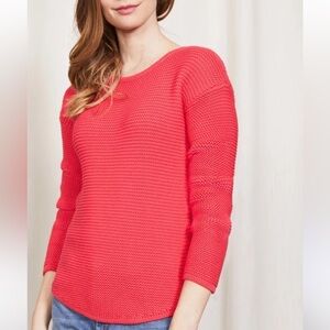 Boden Boat Neck Coral Knit Sweater Cotton Size Large